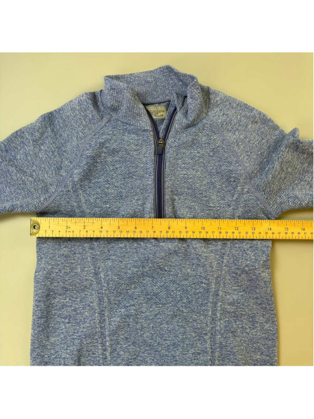 Athleta Top XS Blue White Quarter Zip Long Sleeve Running Athleisure Sporty Mint - Picture 4 of 14